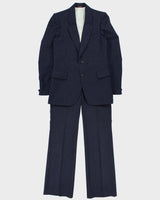 Vintage 1970s Pierre Cardin Boutique Union Made In USA Wool Pinstripe Single Breasted Bootcut Flared Two-Piece Suit - M