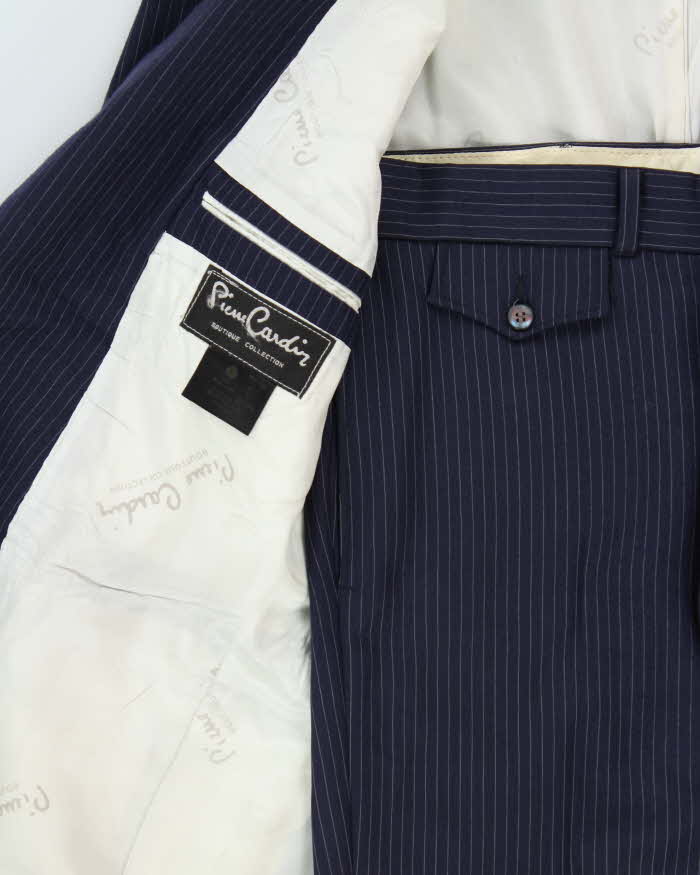 Vintage 1970s Pierre Cardin Boutique Union Made In USA Wool Pinstripe Single Breasted Bootcut Flared Two-Piece Suit - M
