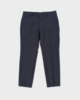 Vintage Z Zegna Navy Tartan Wool Drop 8 Single Breasted Slim Leg Two-Piece Suit - L