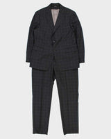 Vintage Z Zegna Plaid Charcoal Wool Drop 8 Single Breasted Slim Leg Two-Piece Suit - L