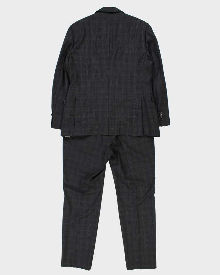 Vintage Z Zegna Plaid Charcoal Wool Drop 8 Single Breasted Slim Leg Two-Piece Suit - L