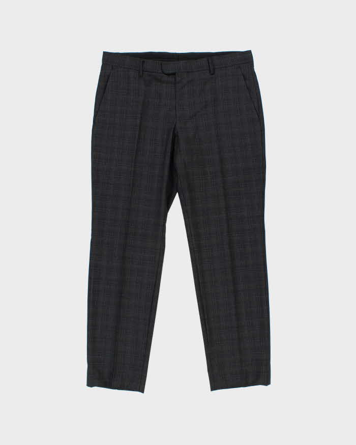 Vintage Z Zegna Plaid Charcoal Wool Drop 8 Single Breasted Slim Leg Two-Piece Suit - L