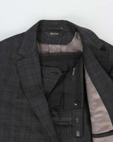 Vintage Z Zegna Plaid Charcoal Wool Drop 8 Single Breasted Slim Leg Two-Piece Suit - L