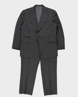 2022 Tom Ford Charcoal Woven Wool Pointed Lapel Single Breasted Relaxed Straight Leg Two-Piece Suit - XL