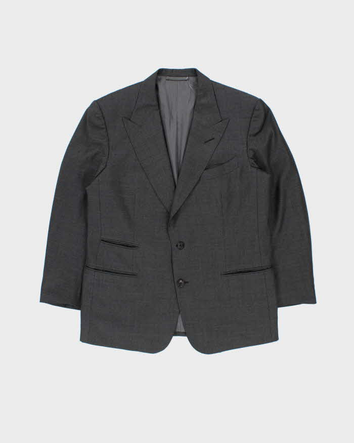 2022 Tom Ford Charcoal Woven Wool Pointed Lapel Single Breasted Relaxed Straight Leg Two-Piece Suit - XL