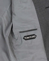 2022 Tom Ford Charcoal Woven Wool Pointed Lapel Single Breasted Relaxed Straight Leg Two-Piece Suit - XL