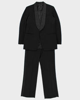 Vintage 1970s Harrisons Made In England Wool Satin Lapel / Galloon Braid Bootcut Flare Two-Piece Tuxedo - M