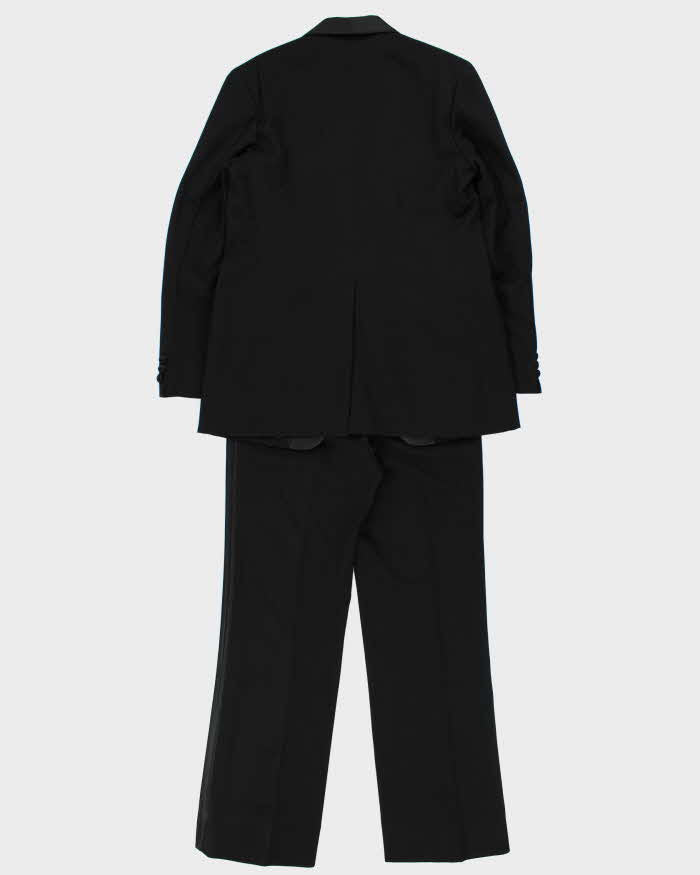 Vintage 1970s Harrisons Made In England Wool Satin Lapel / Galloon Braid Bootcut Flare Two-Piece Tuxedo - M