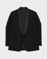 Vintage 1970s Harrisons Made In England Wool Satin Lapel / Galloon Braid Bootcut Flare Two-Piece Tuxedo - M
