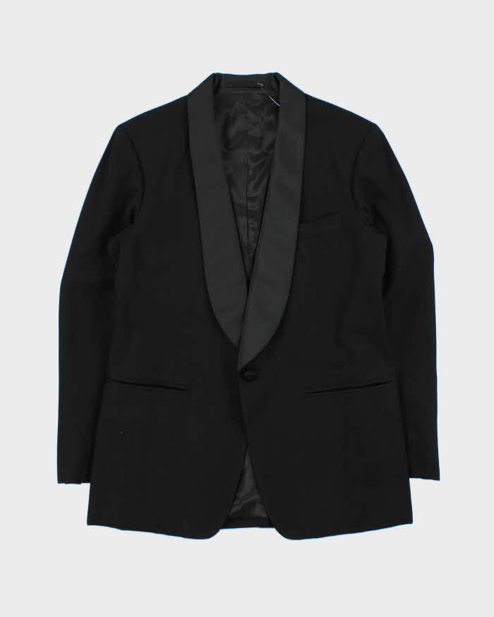 Vintage 1970s Harrisons Made In England Wool Satin Lapel / Galloon Braid Bootcut Flare Two-Piece Tuxedo - M