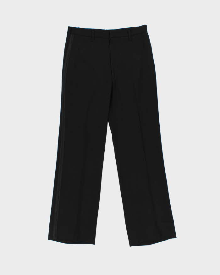 Vintage 1970s Harrisons Made In England Wool Satin Lapel / Galloon Braid Bootcut Flare Two-Piece Tuxedo - M