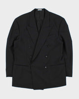 Vintage 1990s Yves Saint Laurent Wool Pinstripe Made In Canada Double Breasted Blazer - L