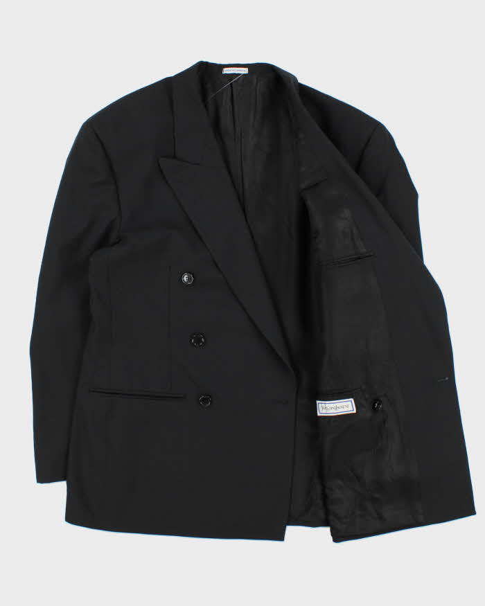 Vintage 1990s Strellson Shogun Khan Charcoal Wool Double Breasted Blazer - L