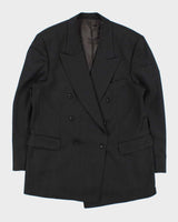Vintage 1990s Strellson Shogun Khan Charcoal Wool Double Breasted Blazer - L