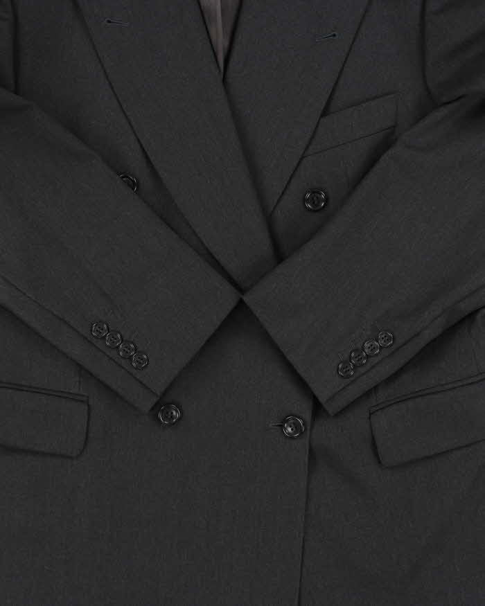 Vintage 1990s Strellson Shogun Khan Charcoal Wool Double Breasted Blazer - L