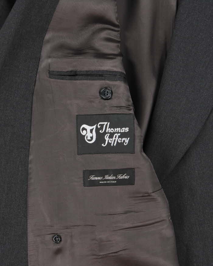 Vintage 1990s Strellson Shogun Khan Charcoal Wool Double Breasted Blazer - L