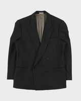 Vintage 1980s Nino Cerutti Pinstripe Wool Union Made In Canada Double Breasted Blazer - M