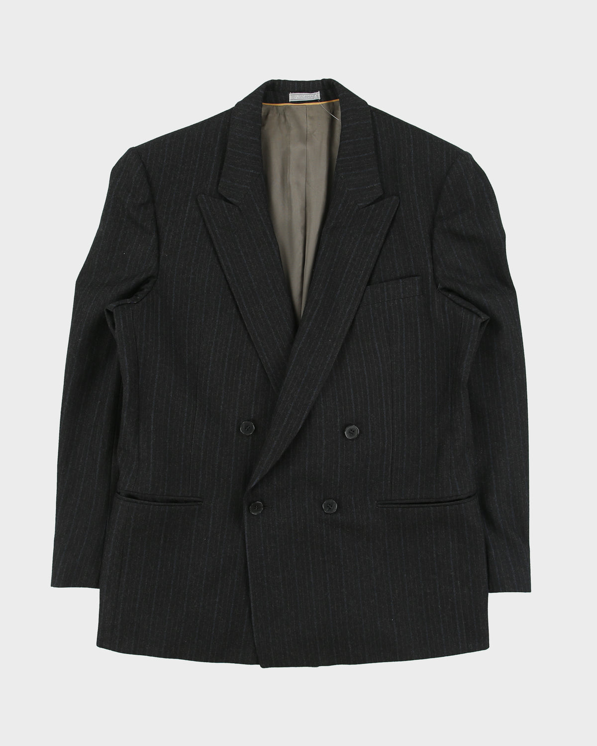 Vintage 1980s Nino Cerutti Pinstripe Wool Union Made In Canada Double Breasted Blazer - M