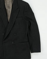 Vintage 1980s Nino Cerutti Pinstripe Wool Union Made In Canada Double Breasted Blazer - M