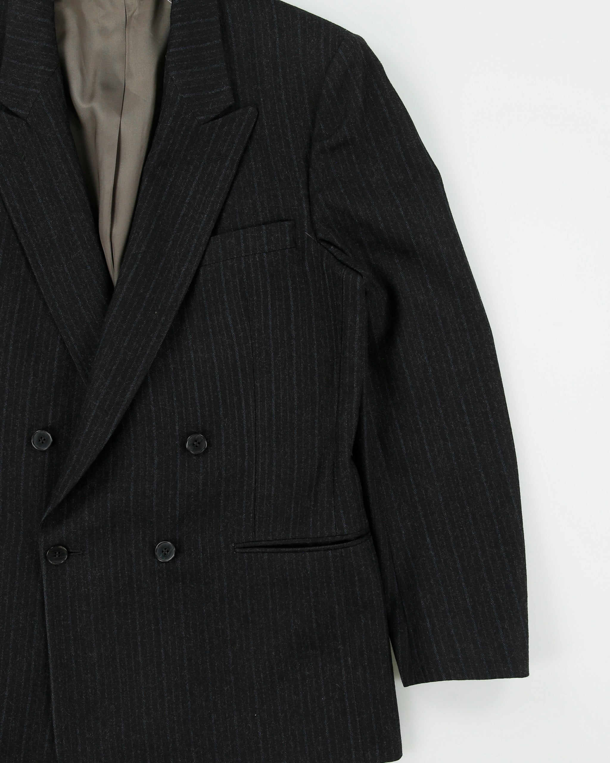 Vintage 1980s Nino Cerutti Pinstripe Wool Union Made In Canada Double Breasted Blazer - M