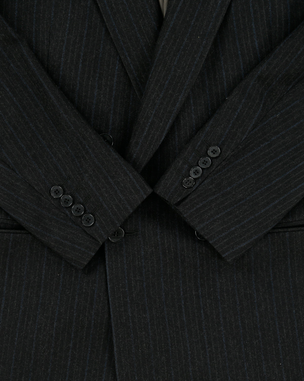 Vintage 1980s Nino Cerutti Pinstripe Wool Union Made In Canada Double Breasted Blazer - M