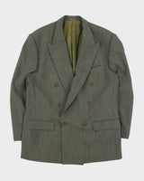 Vintage 1990s Example By Missoni Olive Wool Twill Double Breasted Peak Lapel Blazer - XL