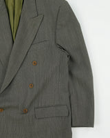 Vintage 1990s Example By Missoni Olive Wool Twill Double Breasted Peak Lapel Blazer - XL