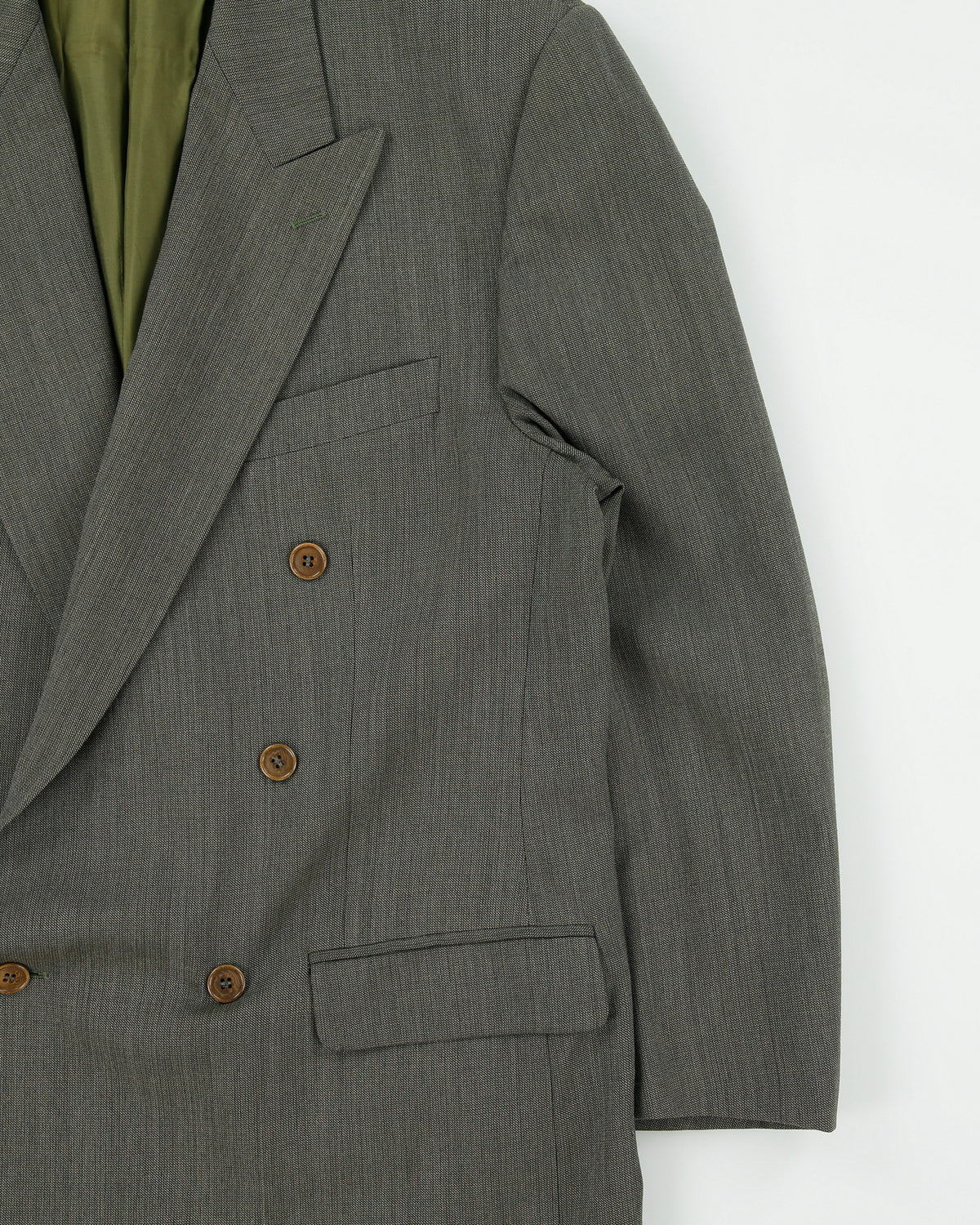 Vintage 1990s Example By Missoni Olive Wool Twill Double Breasted Peak Lapel Blazer - XL