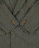 Vintage 1990s Example By Missoni Olive Wool Twill Double Breasted Peak Lapel Blazer - XL