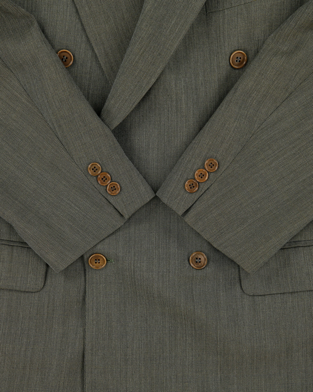 Vintage 1990s Example By Missoni Olive Wool Twill Double Breasted Peak Lapel Blazer - XL