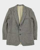 Vintage 1980s Harris Tweed Houndstooth Hand Woven Fleck Wool Union Made In Canada Single Breasted Blazer - L