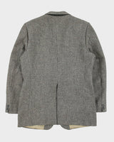 Vintage 1980s Harris Tweed Houndstooth Hand Woven Fleck Wool Union Made In Canada Single Breasted Blazer - L