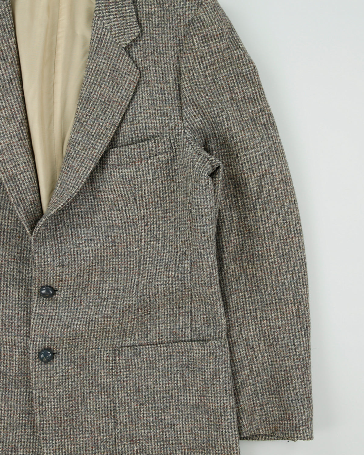 Vintage 1980s Harris Tweed Houndstooth Hand Woven Fleck Wool Union Made In Canada Single Breasted Blazer - L