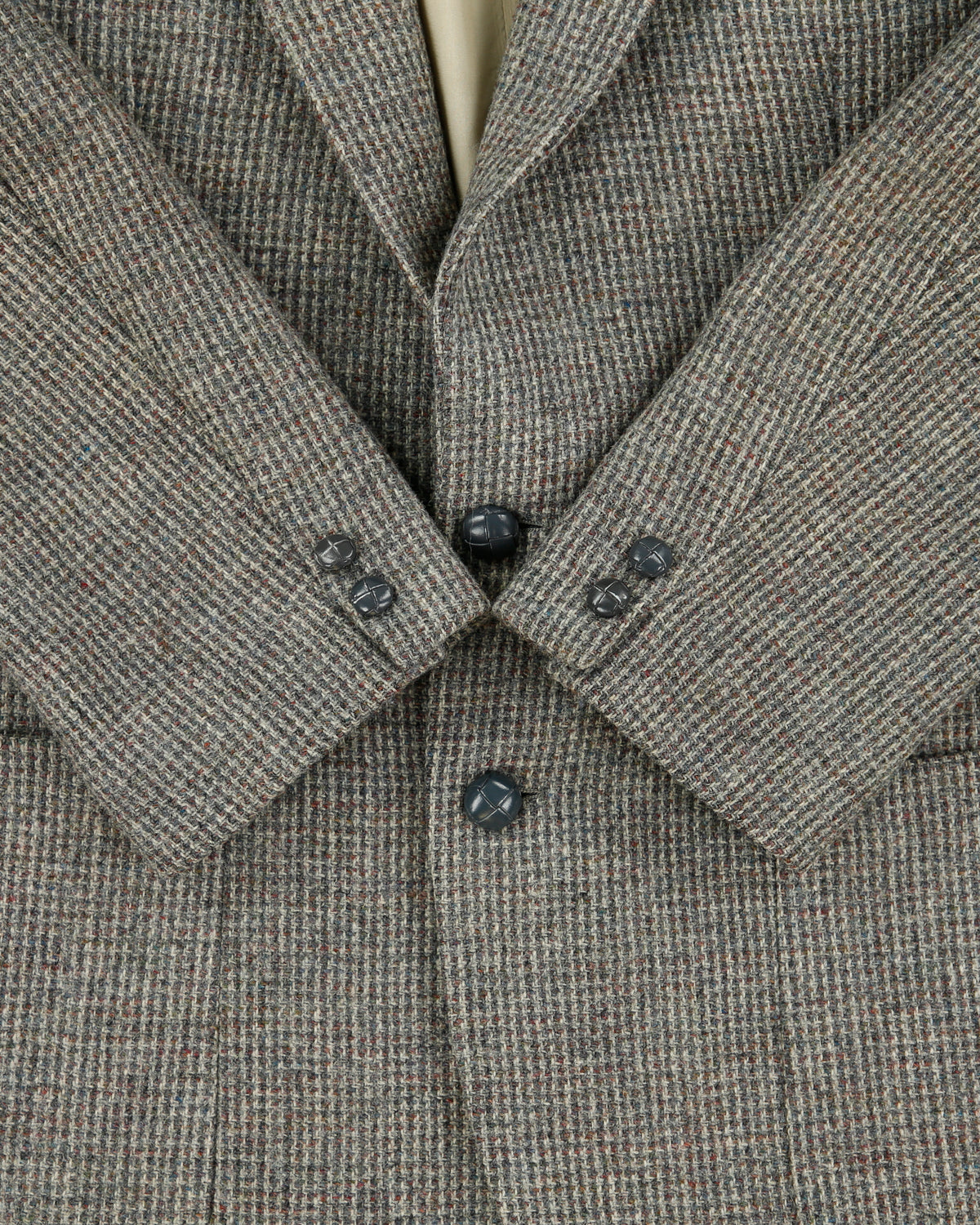 Vintage 1980s Harris Tweed Houndstooth Hand Woven Fleck Wool Union Made In Canada Single Breasted Blazer - L