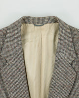 Vintage 1980s Harris Tweed Houndstooth Hand Woven Fleck Wool Union Made In Canada Single Breasted Blazer - L
