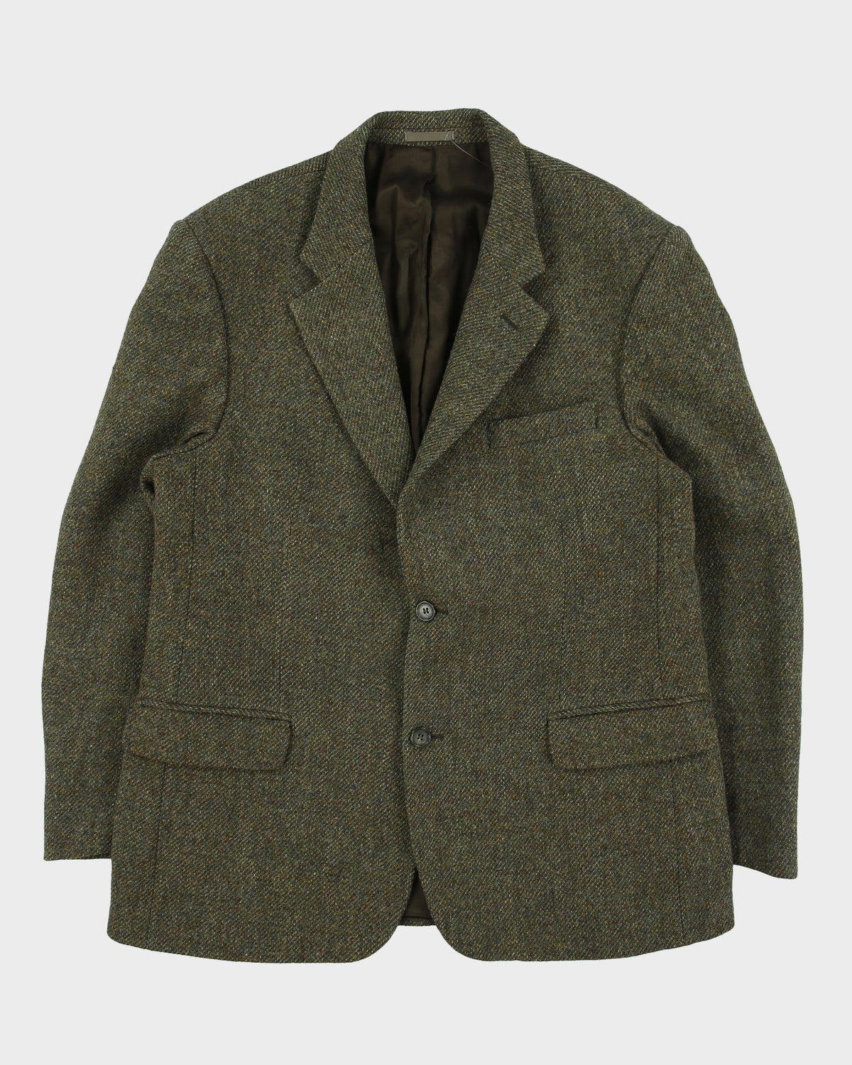 Vintage 00s Harris Tweed Hand Woven Fleck Wool Single Breasted Blazer - L