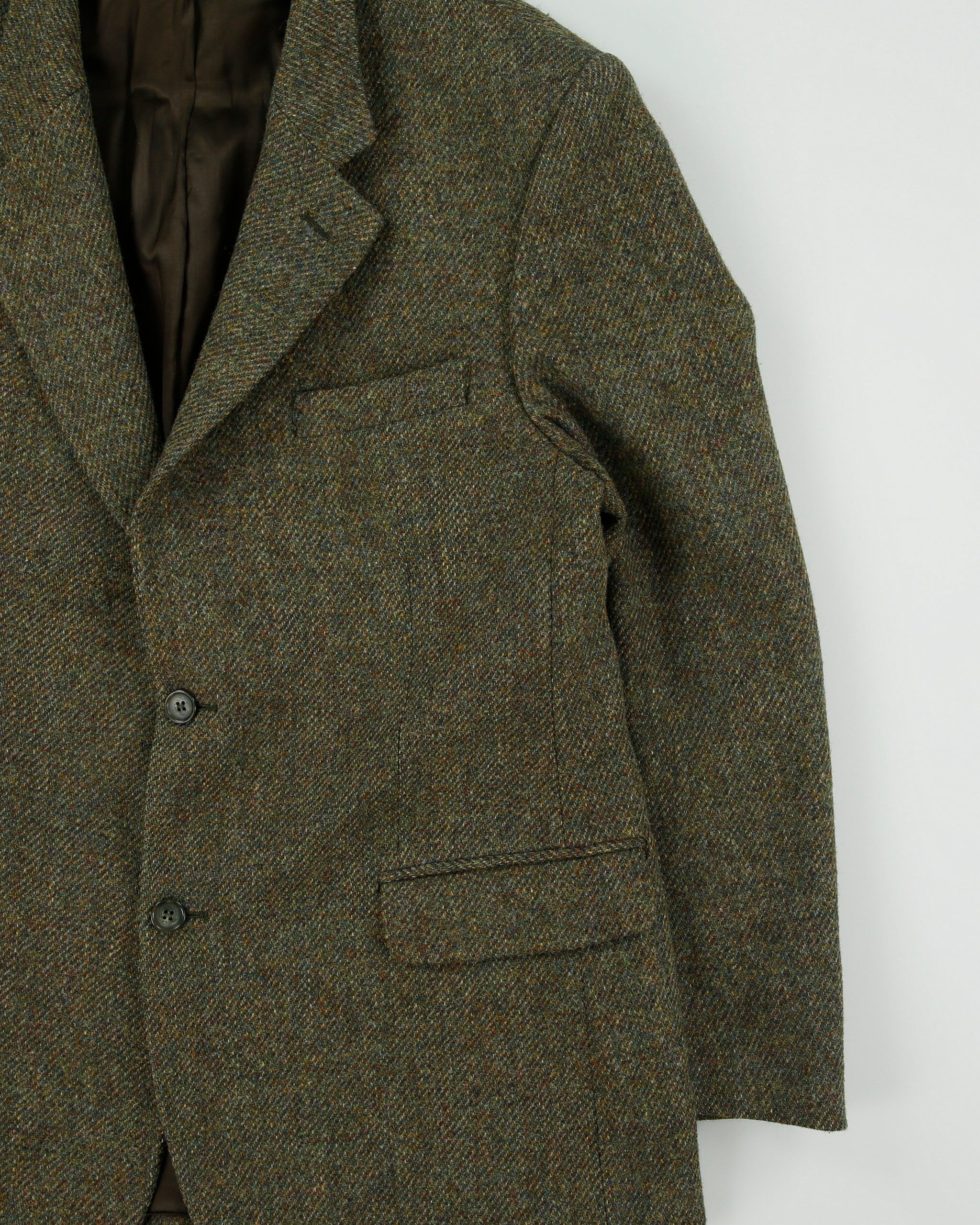 Vintage 00s Harris Tweed Hand Woven Fleck Wool Single Breasted Blazer - L