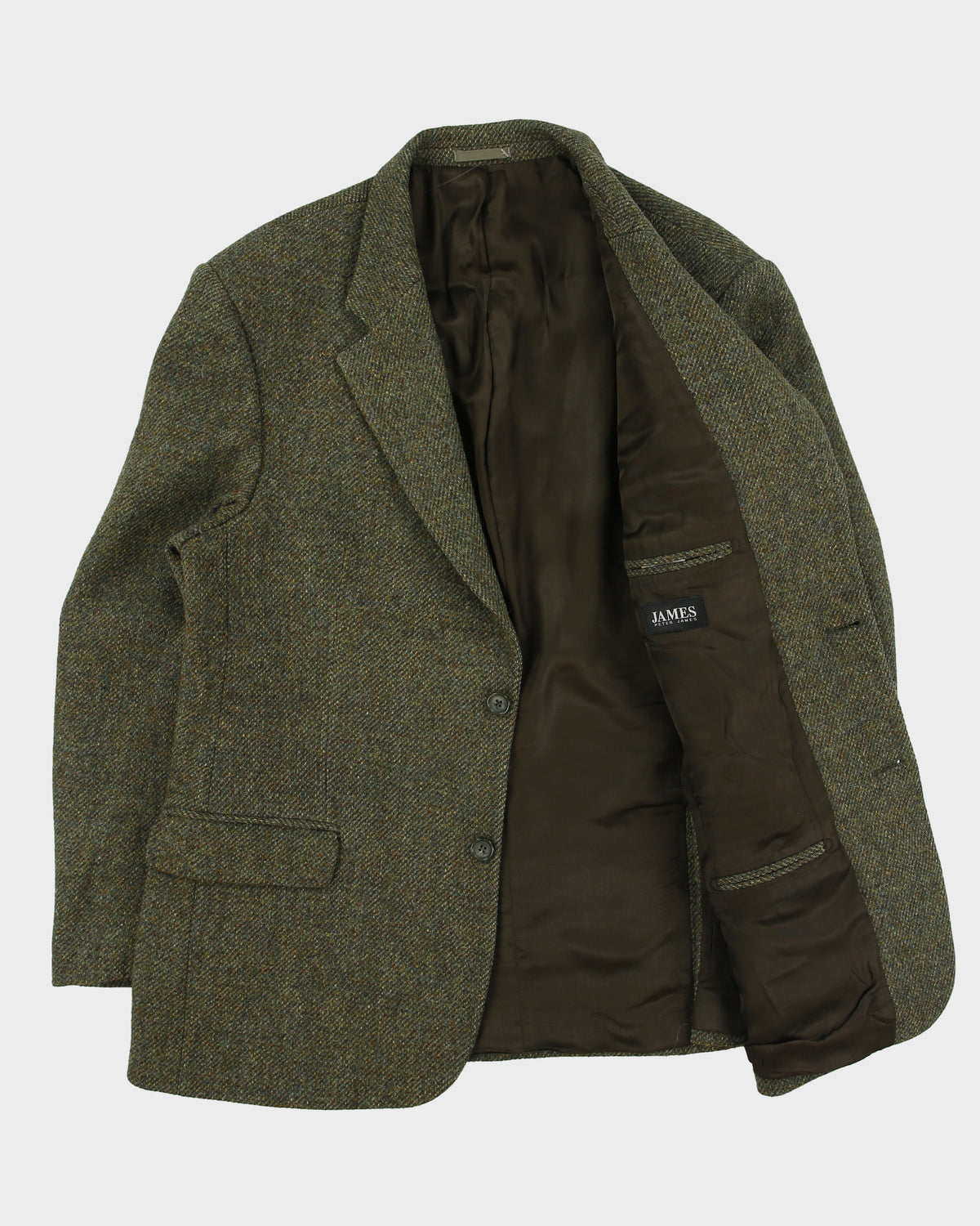 Vintage 00s Harris Tweed Hand Woven Fleck Wool Single Breasted Blazer - L