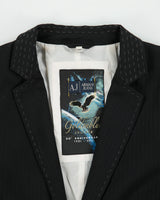 Vintage Armani Jeans Goldenblue Couture 30th Anniversary Pinstripe Wool Blend Single Button Blazer - M