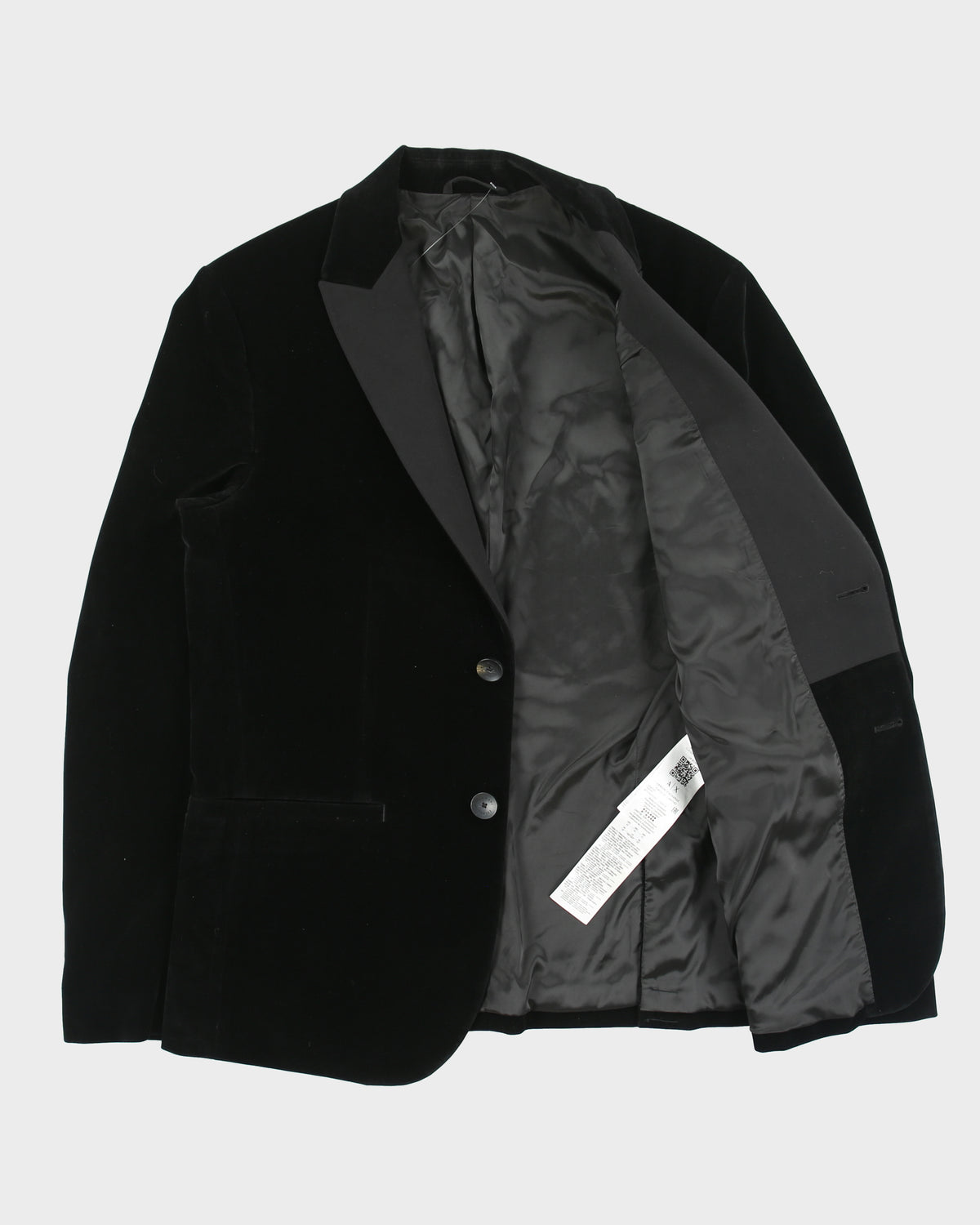 Armani Exchange Black Velvet 2-Button Evening Blazer - M