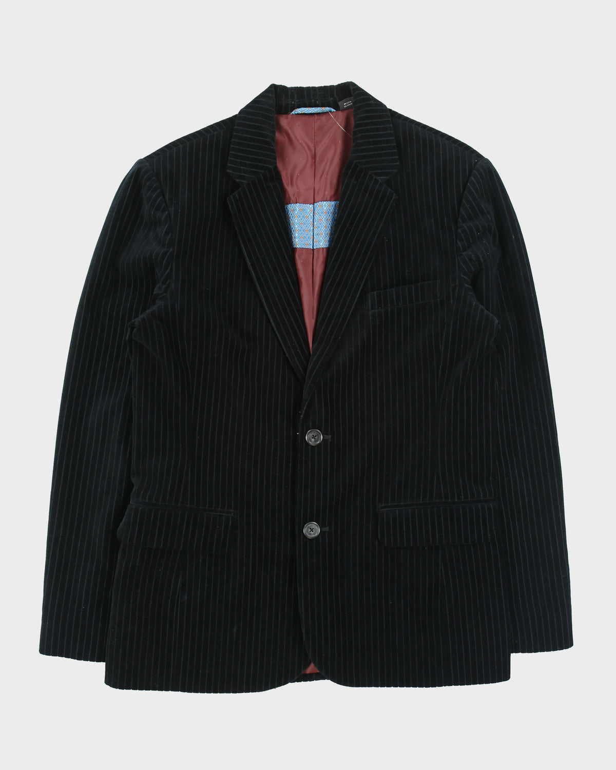 Vintage Y2K 00s Guess Pinstripe Velour 2 Button Sport Coat Blazer - M