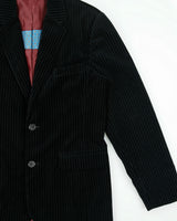 Vintage Y2K 00s Guess Pinstripe Velour 2 Button Sport Coat Blazer - M
