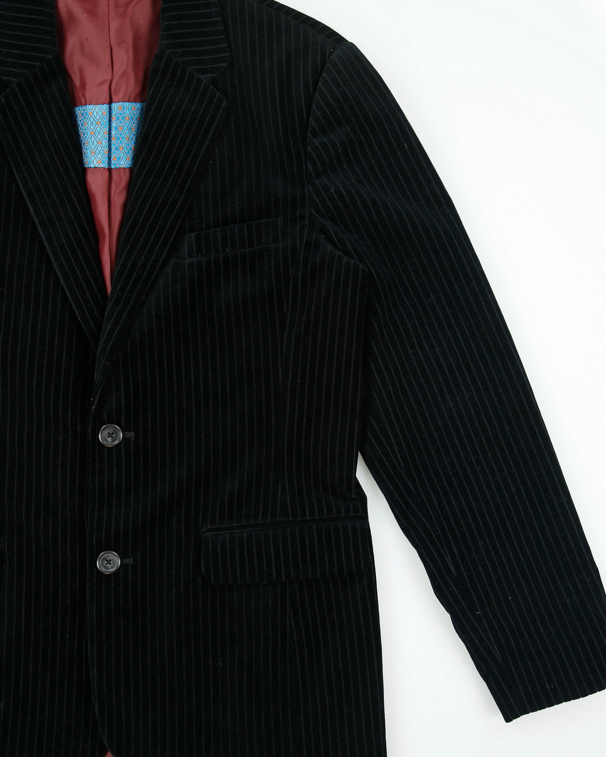 Vintage Y2K 00s Guess Pinstripe Velour 2 Button Sport Coat Blazer - M