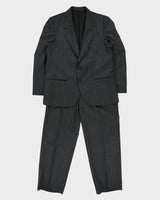 Vintage 1980s Givenchy Monsieur Pinstripe Wool Union Made In Canada Double Pleated Relaxed Straight Leg Two-Piece Suit - M / W34 L30