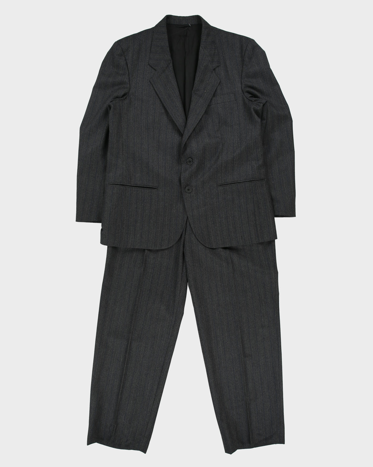 Vintage 1980s Givenchy Monsieur Pinstripe Wool Union Made In Canada Double Pleated Relaxed Straight Leg Two-Piece Suit - M / W34 L30