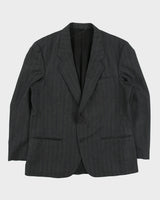 Vintage 1980s Givenchy Monsieur Pinstripe Wool Union Made In Canada Double Pleated Relaxed Straight Leg Two-Piece Suit - M / W34 L30
