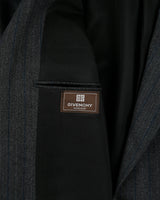 Vintage 1980s Givenchy Monsieur Pinstripe Wool Union Made In Canada Double Pleated Relaxed Straight Leg Two-Piece Suit - M / W34 L30