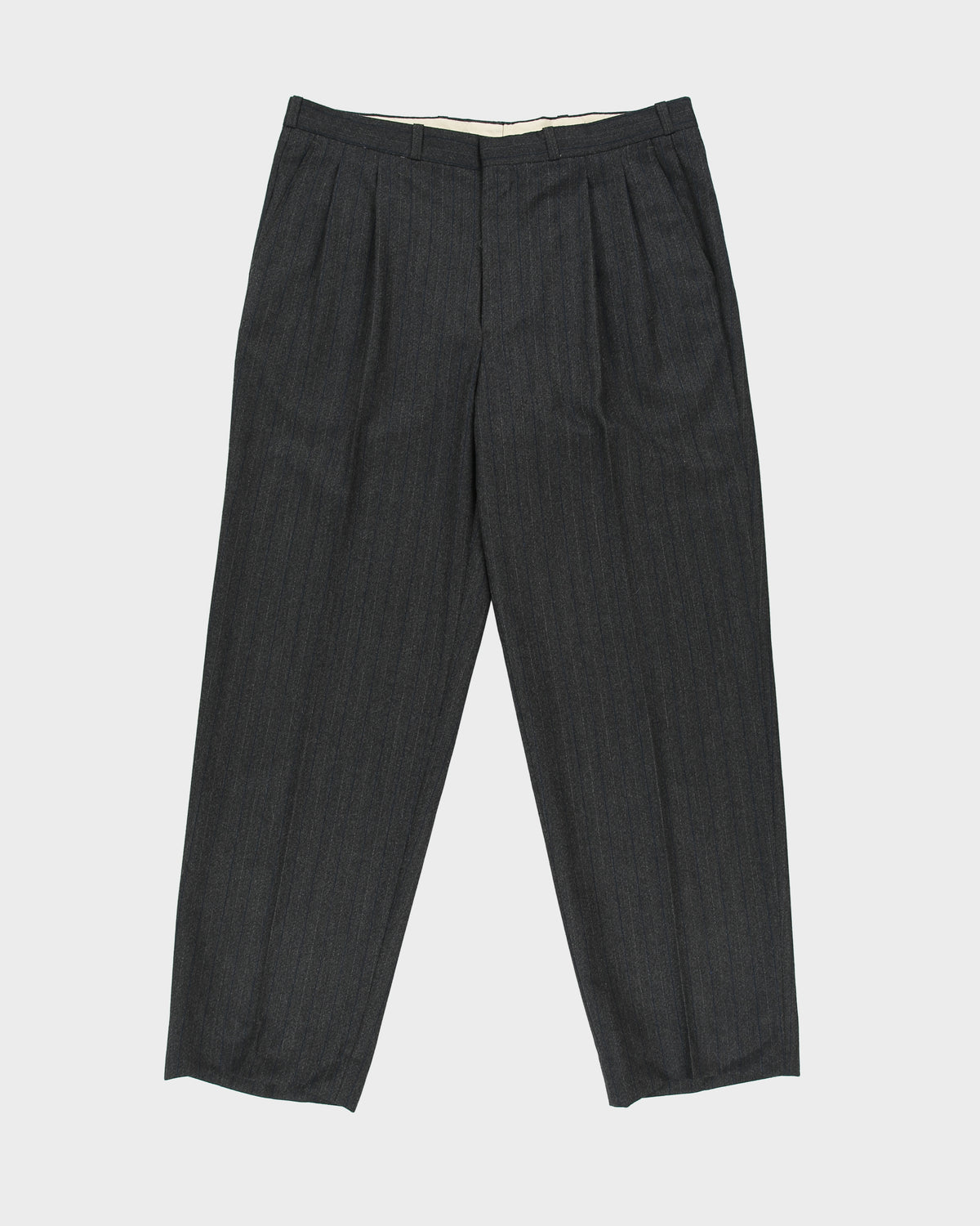 Vintage 1980s Givenchy Monsieur Pinstripe Wool Union Made In Canada Double Pleated Relaxed Straight Leg Two-Piece Suit - M / W34 L30