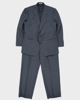Vintage 1990s Yves Saint Laurent Pinstripe Wool Made In Canada Double Pleated Relaxed Straight Leg Two-Piece Suit - L / W36 L31