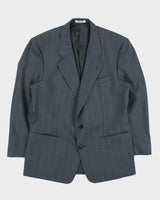 Vintage 1990s Yves Saint Laurent Pinstripe Wool Made In Canada Double Pleated Relaxed Straight Leg Two-Piece Suit - L / W36 L31